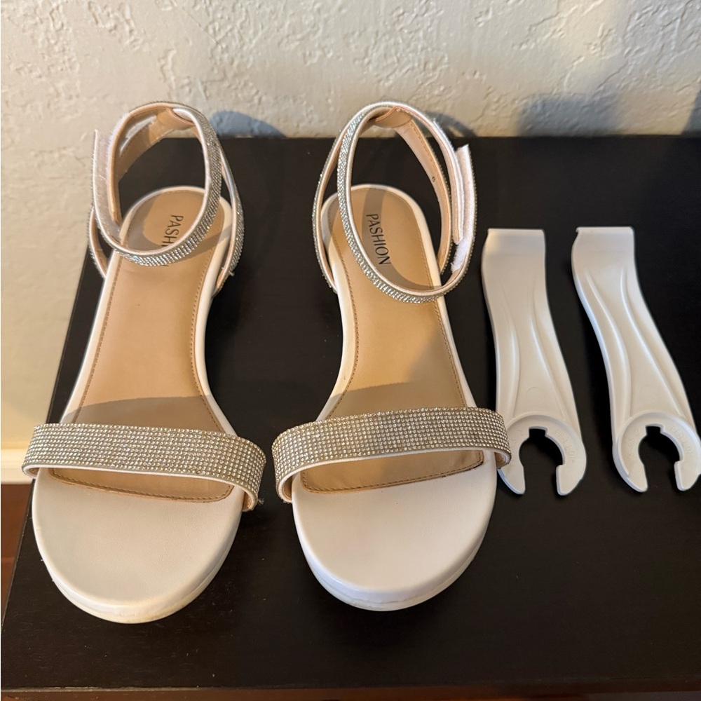 Pashion Footwear Convertible Heels- The Brenna with rhinestones and Velcro strap